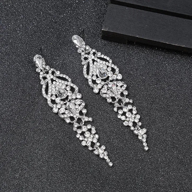 Trend Crystal Drop Earrings for Women – Elegant Long Dangle For Bridal