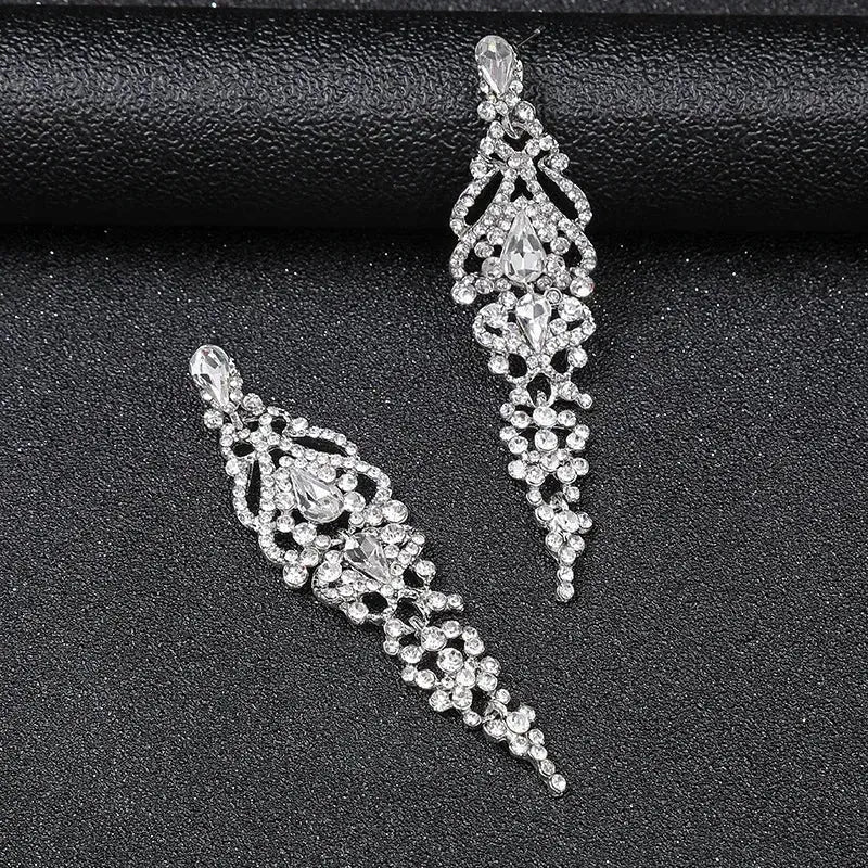 Trend Crystal Drop Earrings for Women – Elegant Long Dangle For Bridal