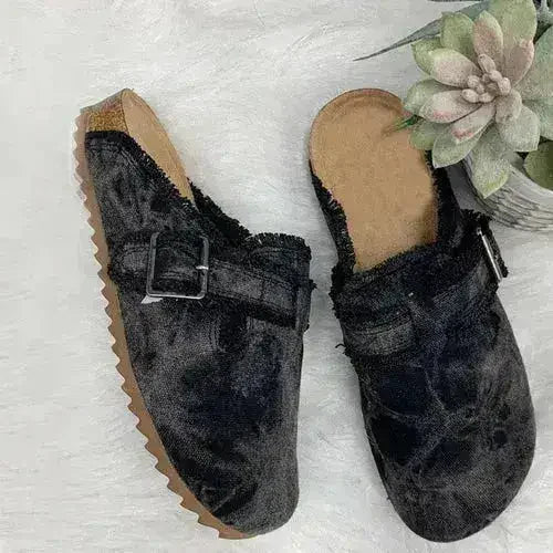 Women's Vintage Clogs Flat Heel Round Toe Canvas Loafer - Femstylo