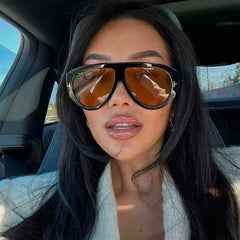 2024 New Fashion Big Frame Pilot Brown Sunglasses Women Men Brand T Outdoor Sun Glasses Female Shade Oculos De Sol Gifts