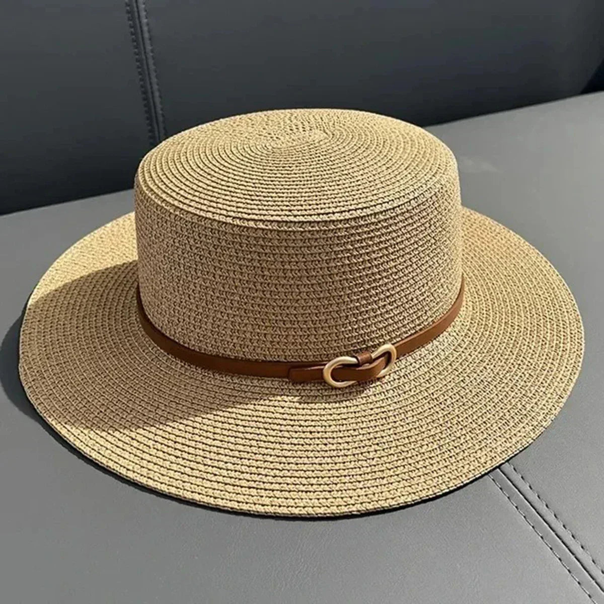 Simple Straw Summer Women Beach Hat Female Casual Panama Hat Women Flat Brim Bowknot Straw Cap Girls Sun Hat
