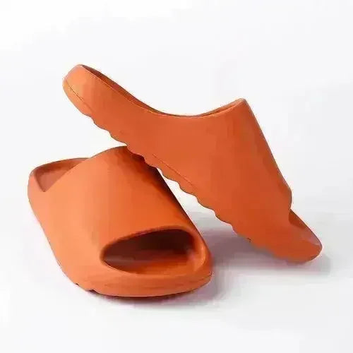 Platform Pillow Slides for Women - Orange Chunky Shower Slippers - Femstylo