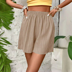 Women High Waist Solid Shorts 2025 Spring Summer New Fashion Pant Lady Casual Outfit Short Pants Beach Holiday Simple Clothing