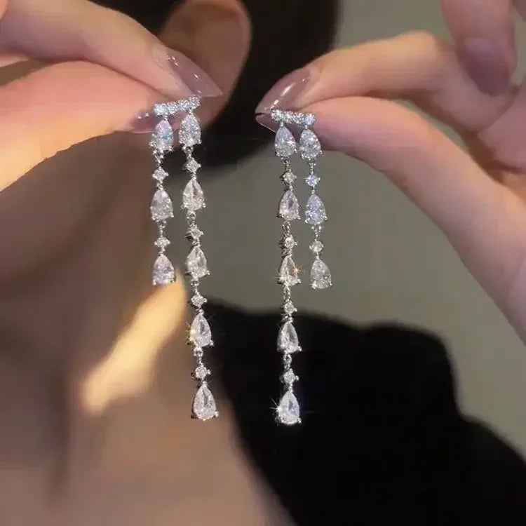 Elegant Crystal Drop Earrings for Bridal - Fashion Dangle Jewelry for party