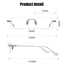 New Fashion Photochromic Myopia Glasses Vintage Rimless Square Women Men Anti Blue Light UV Sunglasses Optical Diopter Eyewear