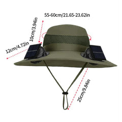 Outdoor Camping Fishing Hiking Sunscreen Fisherman Hat Solar Fan Cap Portable Solar Charging Cap With Fan For Unisex
