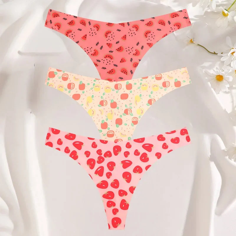 3PCS/SET Sexy G-String For Women Colorful Bikini Female Underwear T-back Intimates Lingerie Seamless Low Waist Underpants Lady