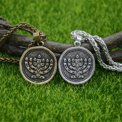 Nostalgia Judaica Menorah Pendant Jewish Jewelry Necklace For Mens Womens Hebrew Israel Faith Lamp Hanukkah Gifts Dropshipping