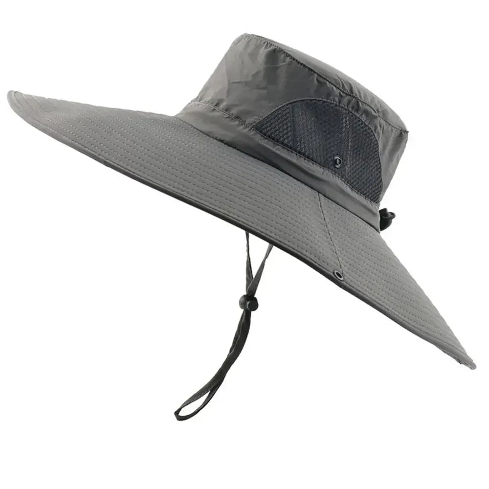 Summer Bucket Hat For Men Fisherman Cap Fishing Outdoor Sunshade Wide Visor Brim UV Sunscreen Riding Hiking Suncreen Sunhat