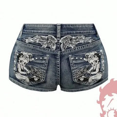 Kawaii cartoon character pocket embroidery high-quality slim denim shorts for women summer nightclub hip design casual y2k short