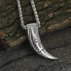 Vintage Titanium Steel Nordic Mythology Spiritual Viking Necklace Men Wolf Teeth Necklace for Men Amulet Jewelry