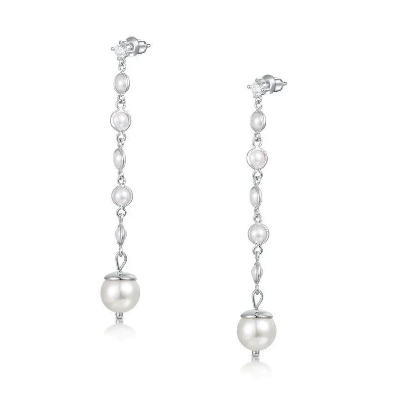 Luxury Pearl Drop Earrings for Women – 5A Zircon Bridal Dangle Earrings