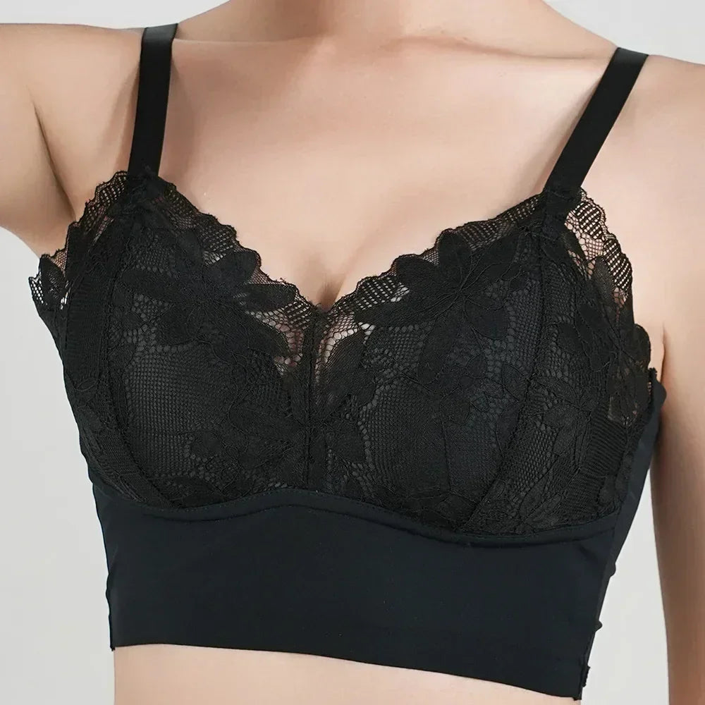 Hot Full Cup Thin Underwear Small Bra Plus Size Wireless Adjustable Lace Women's Bra Breast Cover B C Cup Large Size Lace Bras