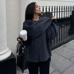 MUJER Plush Winter Coats for Women Asymmetric Scarf Demi-season Jacket for Women Parkas Long Sleeve Padded Coat Woman Jacket