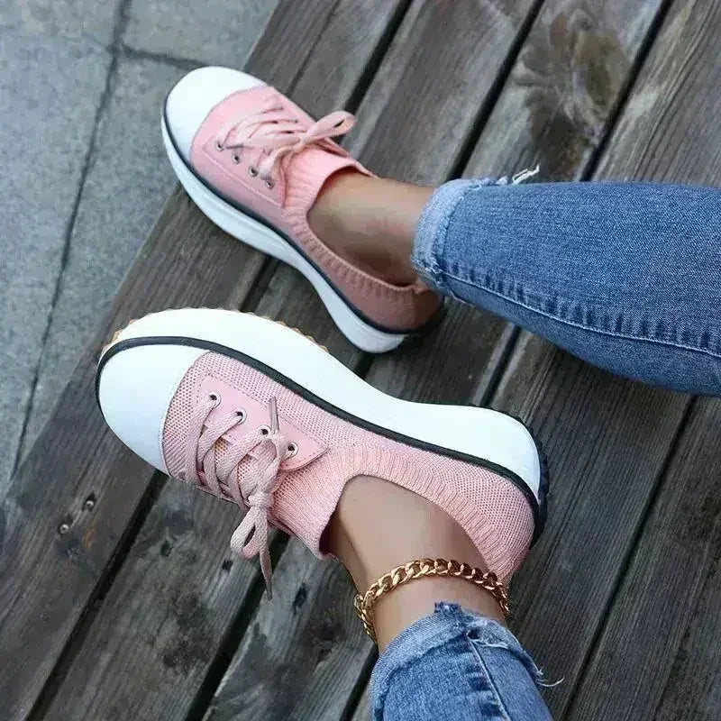 Summer Woman Vulcanize Shoes Knitted Breathable Sneakers - Femstylo