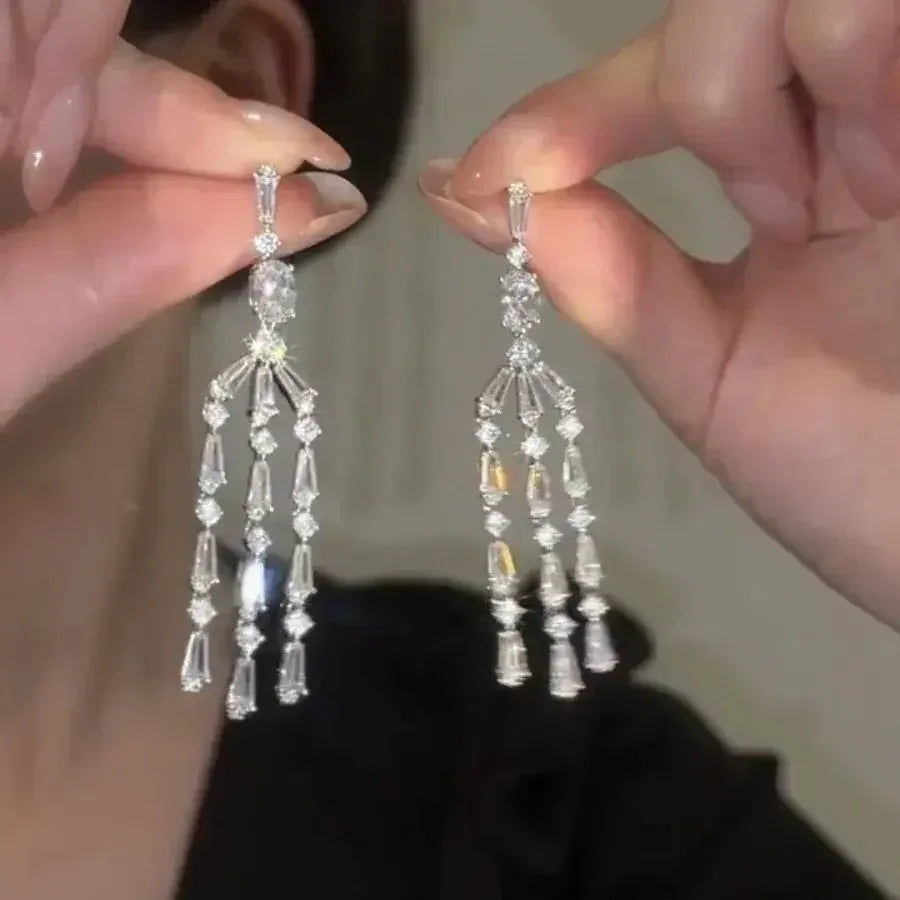 Elegant Crystal Drop Earrings for Bridal - Fashion Dangle Jewelry for party