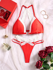 New Red Summer Sujetadores Lingerie Woman Lace Transparent Underwear Fairy Brief Sets Delicate Bra Kit Push Up Breves Sets
