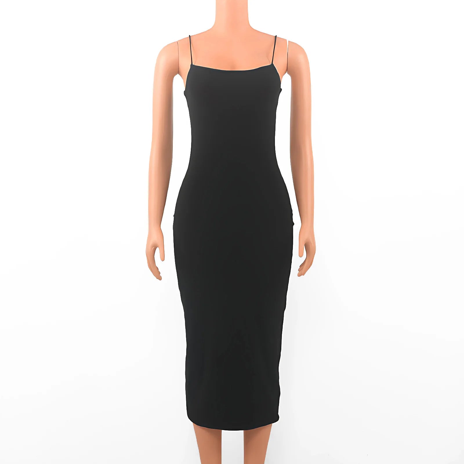 Black Backless Bodycon Maxi Dress | Gothic Spaghetti Strap Dress -femstylo