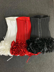 Real Photos Women New Bandage Dress Strapless Laced Up Back Flowers Hem Bodycon Mini Celebrity Evening Party Birthday Dresses