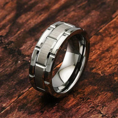 Fashion Men 8MM Stainless Steel Ring Black Color Brushed Double Groove Pattern Men's Wedding Ring Party Jewelry For Women Gift