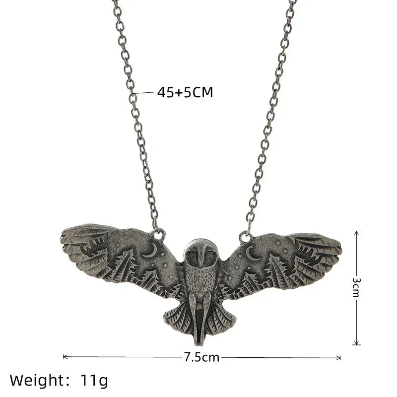 1pcs Vintage Necklace For Men And Women Creative Owl Pendant Wings Flying Holiday Jewelry