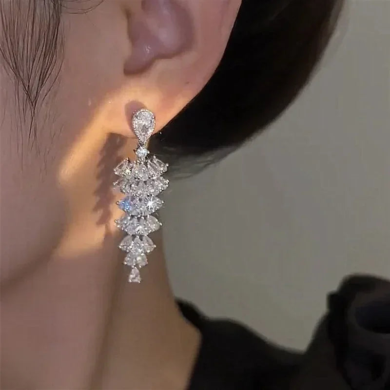 Elegant Crystal Drop Earrings for Bridal - Fashion Dangle Jewelry for party