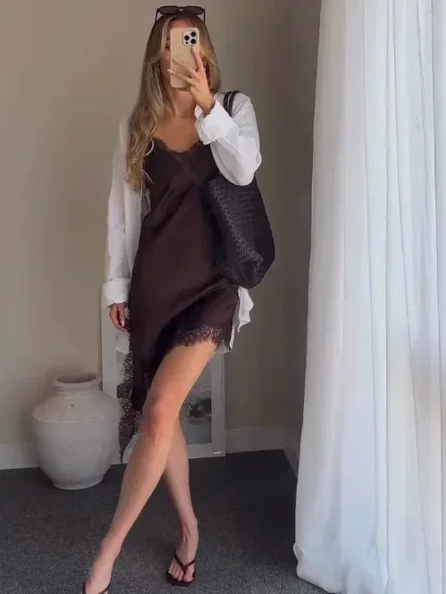 Women’s Asymmetrical Sling Dress - V-Neck Party Wear Spring 2025
