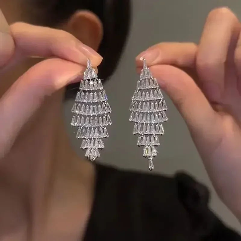 Elegant Crystal Drop Earrings for Bridal - Fashion Dangle Jewelry for party