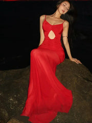 Weird Puss Sexy Hollow Maxi Dress Women Low-Neck Off Shoulder Backless Mesh See Through Hem Vacation Beach Party Elegant Outfits