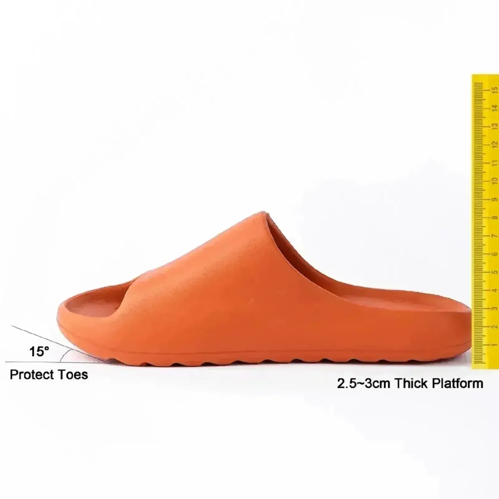 Platform Pillow Slides for Women - Orange Chunky Shower Slippers - Femstylo