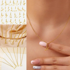 26 Initial Letters Heart Pendant Stainless Steel Necklace for Women Gold Color A-Z Alphabet Choker Chain Birthday Jewelry Gift