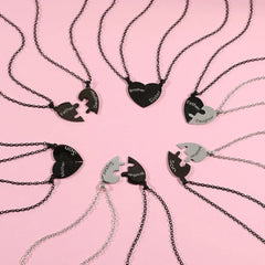 Father Mom Son Daughter Family Necklace Love Heart Puzzle Pendant Necklace Stainless Steel Jewelry for Women Mother's Day Gift