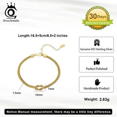 ORSA JEWELS Classic 14K Gold Double Layer Corn Chain Bracelet Fashion 925 Sterling Silver Bracelet for Women Party Jewelry SB196