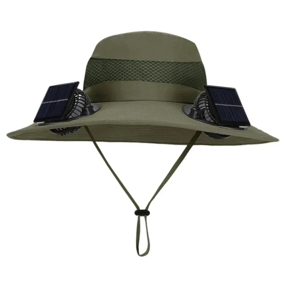Outdoor Camping Fishing Hiking Sunscreen Fisherman Hat Solar Fan Cap Portable Solar Charging Cap With Fan For Unisex