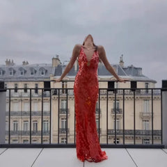 2025 Glitter Sequins Spaghetti Straps Women's Evening Dress Sleeveless Backless High Waist Floor Length Lady Birthday Party Gown