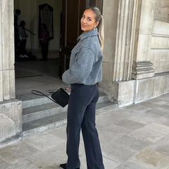 MUJER Tweed Cropped Jackets for Women Autumn Winter Short Coat Jacket Women Zip Crop Demi-season Jacket Woman New in outerwears