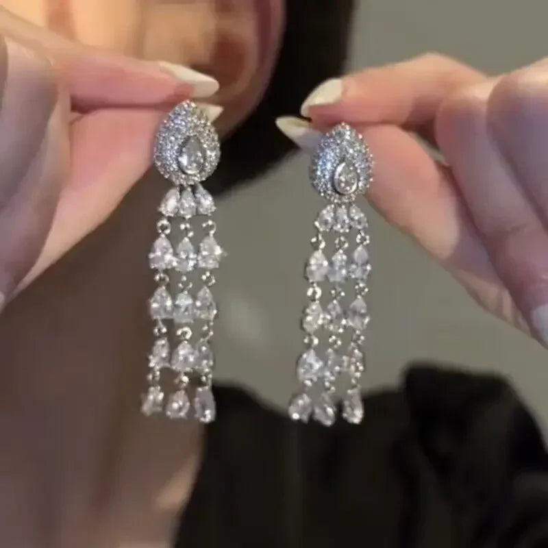 Elegant Crystal Drop Earrings for Bridal - Fashion Dangle Jewelry for party