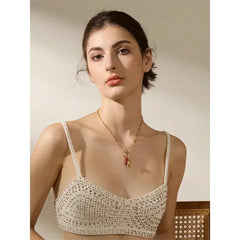 Classic Hot Selling Bull Horn Sacred Heart Detachable Pendant Necklace for Women's Horseshoe Rock Gesture Splicing Necklace