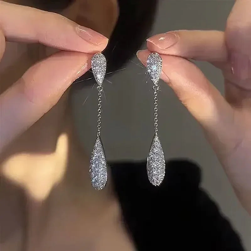 Elegant Crystal Drop Earrings for Bridal - Fashion Dangle Jewelry for party