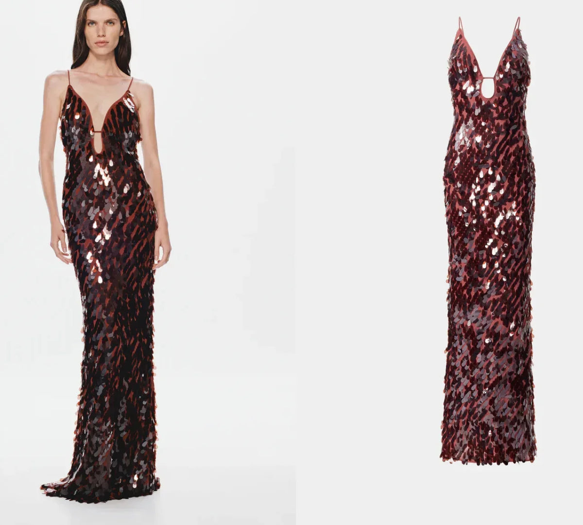 2025 Glitter Sequins Spaghetti Straps Women's Evening Dress Sleeveless Backless High Waist Floor Length Lady Birthday Party Gown