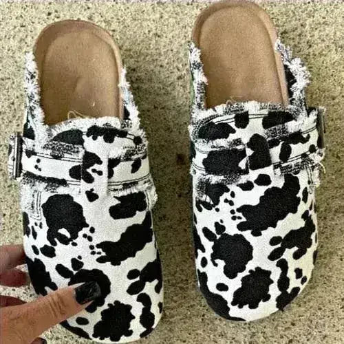 Women's Vintage Clogs Flat Heel Round Toe Canvas Loafer - Femstylo