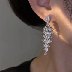 Elegant Crystal Drop Earrings for Bridal - Fashion Dangle Jewelry for party