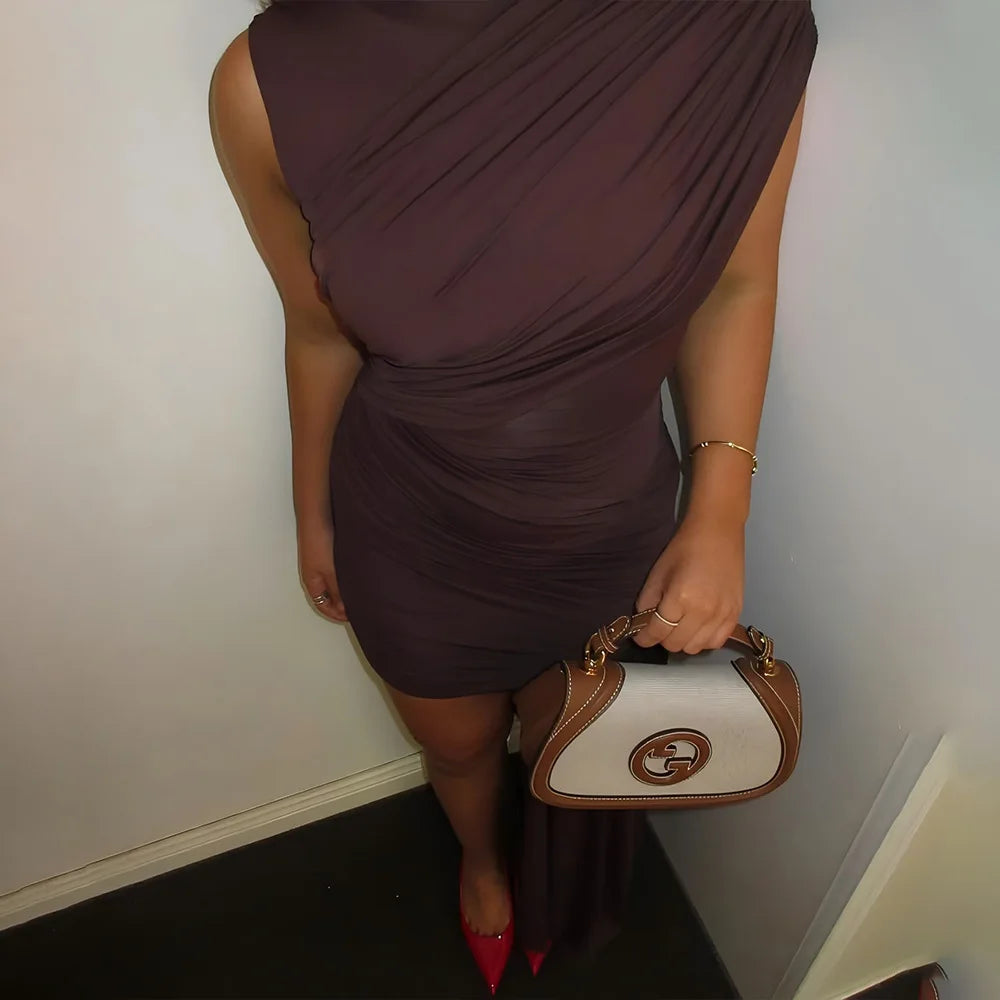 Irregular Pleated Mini Dress | Tassel Hem Streetwear Dress - Femstylo