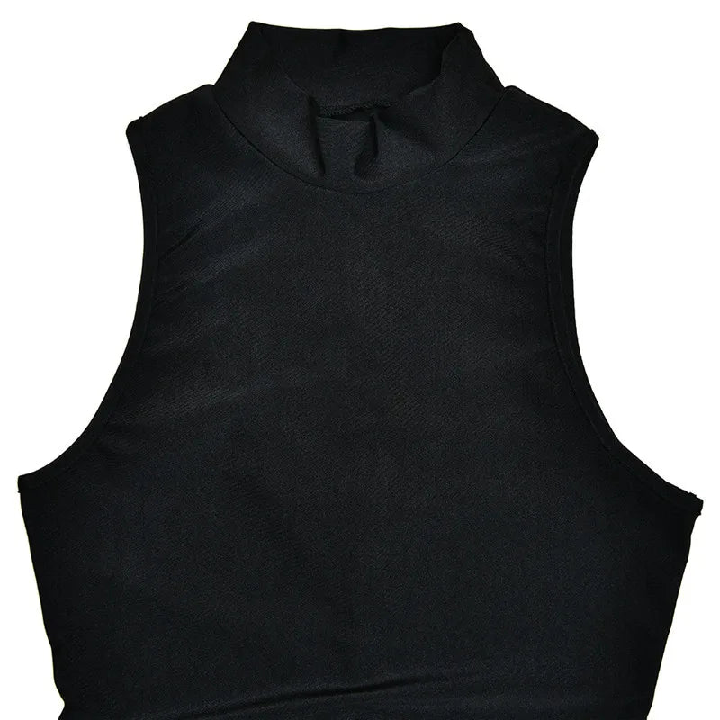 Turtleneck Sleeveless Mini Dress | Ruched Asymmetrical Party Dress - Femstylo