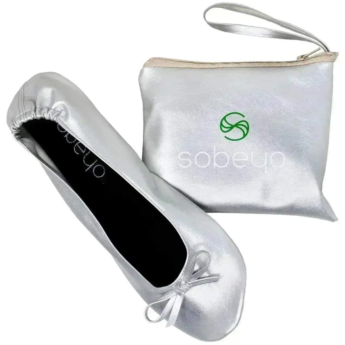 Foldable Ballet Flats Women's Travel Portable Comfortable Shoes Silver - Femstylo