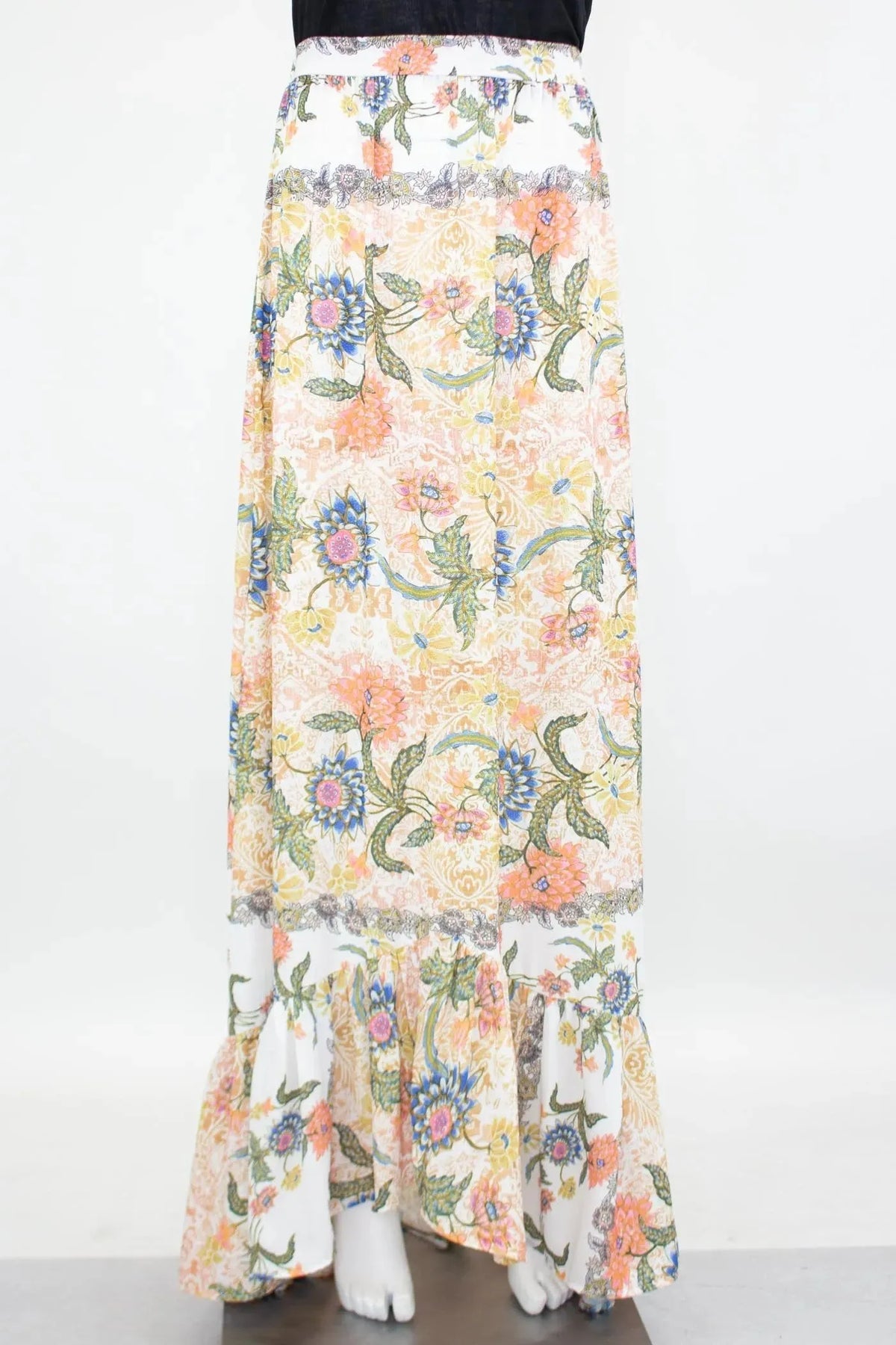 Floral Maxi Skirt – Elastic Waist & Dramatic Flare