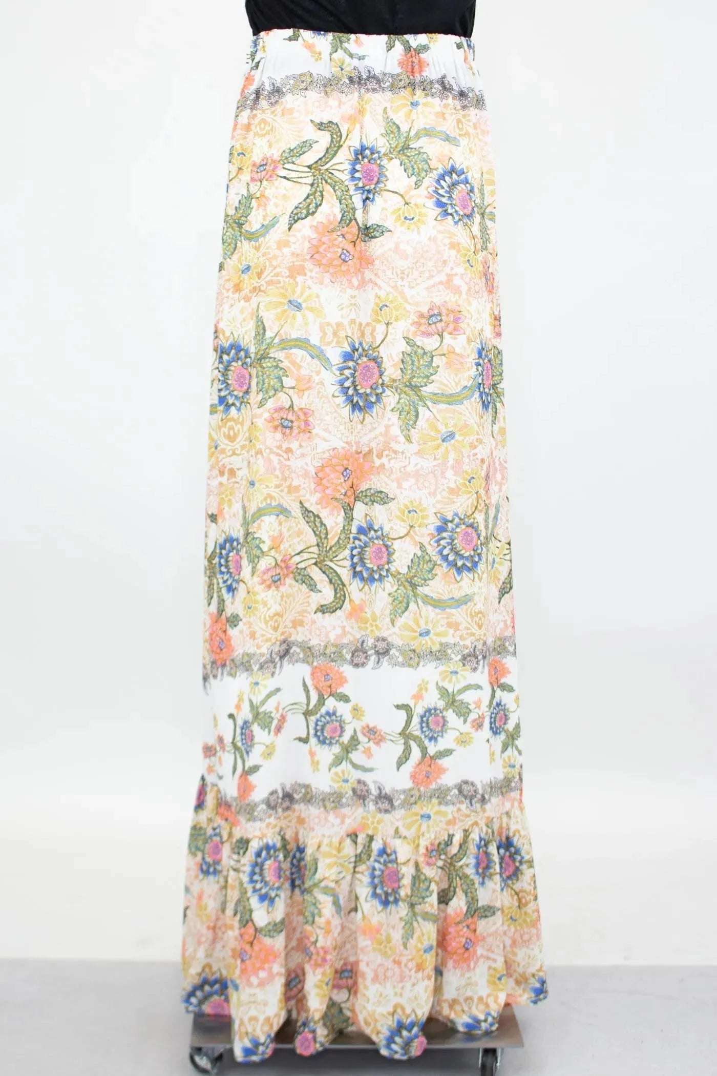 Floral Maxi Skirt – Elastic Waist & Dramatic Flare