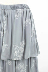 Layered Ruffle Maxi Skirt with Floral Embroidery | Femstylo