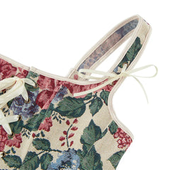 Womens Corsets Floral Lace Up Bustiers Shoulder Strap Corsets Jacquard Bustier Casual Outfits Medieval Renaissance Costumes