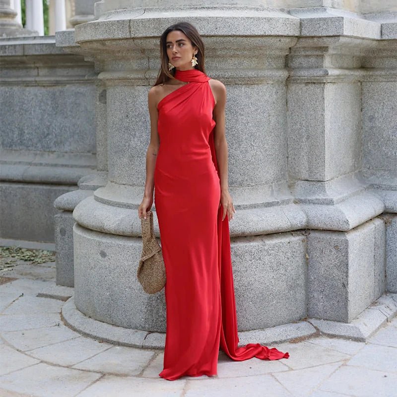 Backless Lace-Up Maxi Dress | Ribbon Sleeveless Evening Gown - Femstylo
